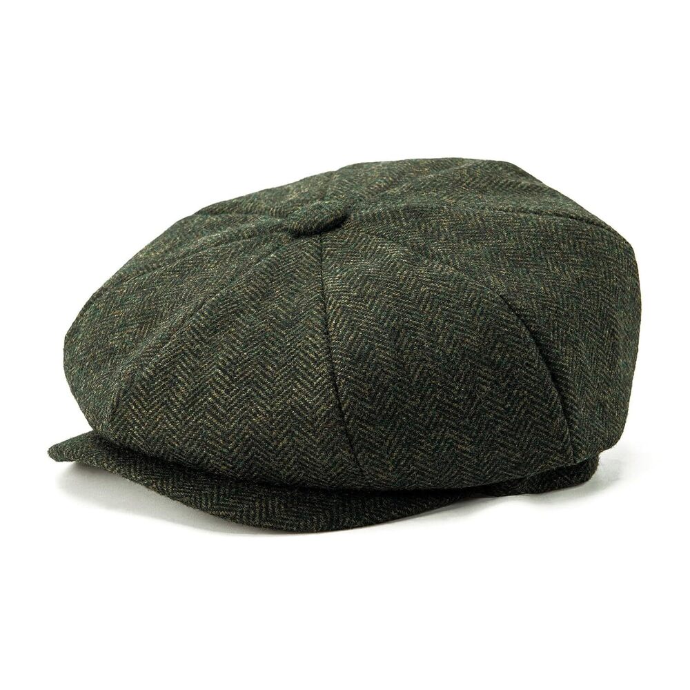 Vintage Newsboy Cap Men 8 Panel Wool Blend Tweed Hat